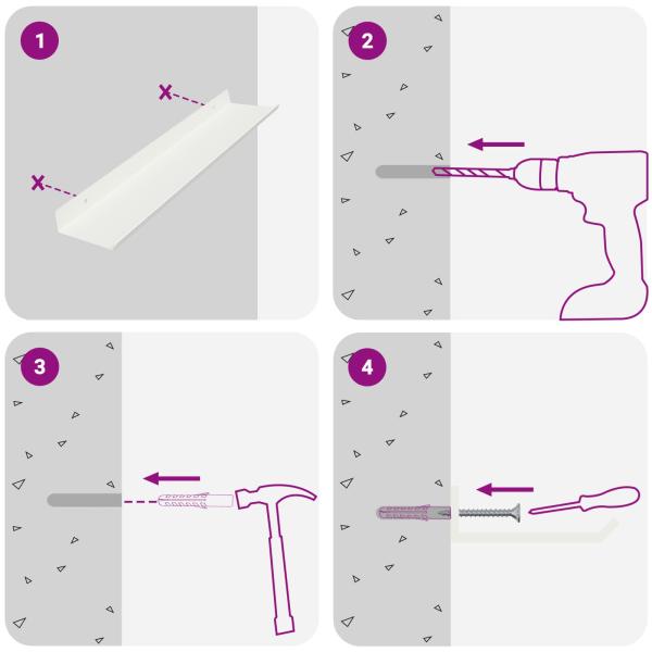 Wandregal mit Regal Wandmontiert 4 pcs Weiß 40 x 9 x 2,5 cm