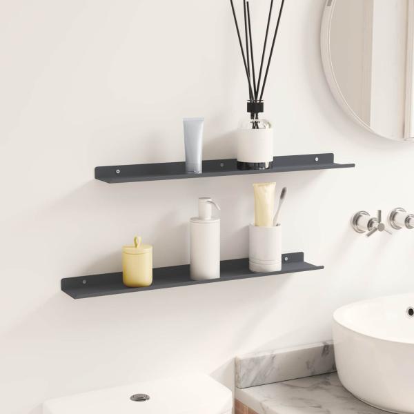 Wandregal mit Regal 2 pcs Anthrazit 60 x 9 x 2,5 cm