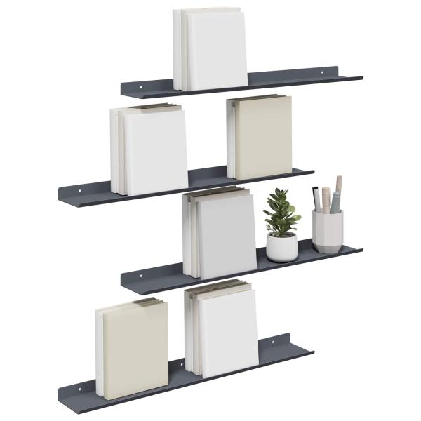 Wandregal mit Regal 4 pcs Anthrazit 60 x 9 x 2,5 cm