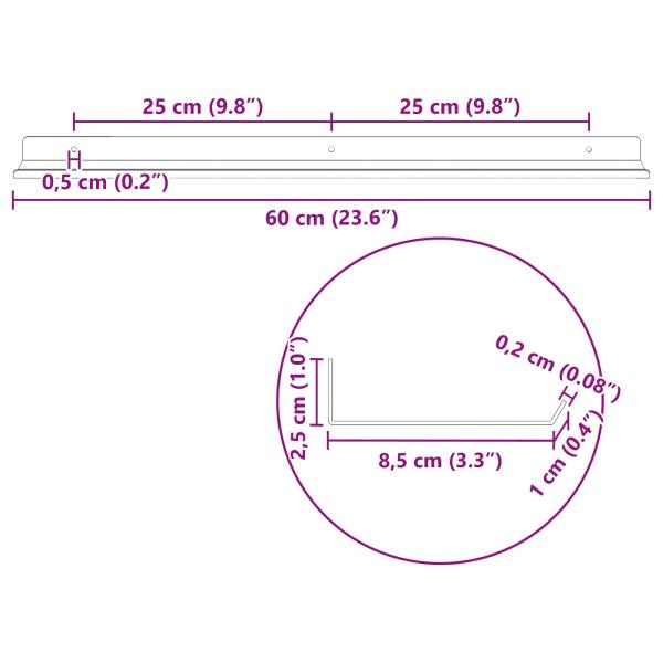 Wandregal mit Regal Wandmontiert 2 pcs Senfgelb 60 x 9 x 2,5 cm
