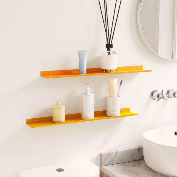 Wandregal mit Regal Wandmontiert 2 pcs Senfgelb 60 x 9 x 2,5 cm