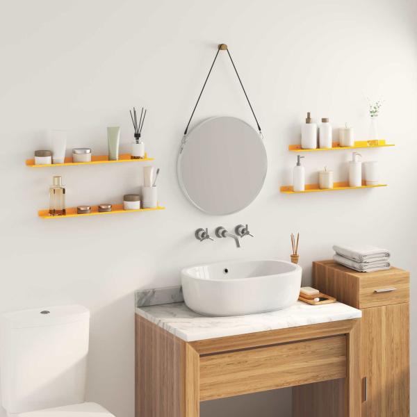 ARDEBO.de - Wandregal mit Regal Wandmontiert 4 pcs Senfgelb 60 x 9 x 2,5 cm