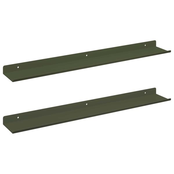 Wandregal mit Regal 2 pcs Olive Grün 60 x 9 x 2,5 cm