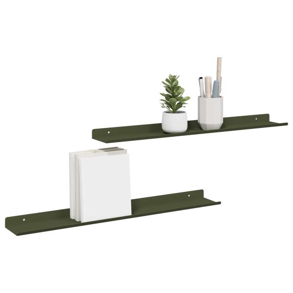 Wandregal mit Regal 2 pcs Olive Grün 60 x 9 x 2,5 cm