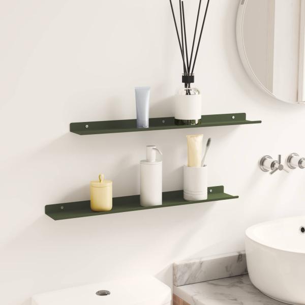 Wandregal mit Regal 2 pcs Olive Grün 60 x 9 x 2,5 cm