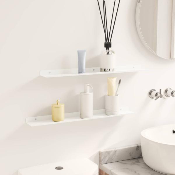 Wandregal mit Regal Wandmontiert 2 pcs Weiß 60 x 9 x 2,5 cm