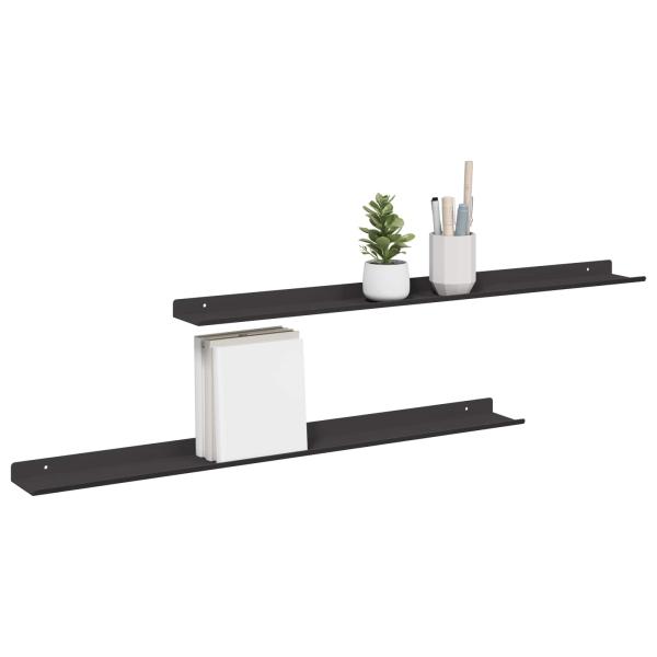 Wandregal mit Regal Wandmontiert 2 pcs Schwarz 80 x 9 x 2,5 cm