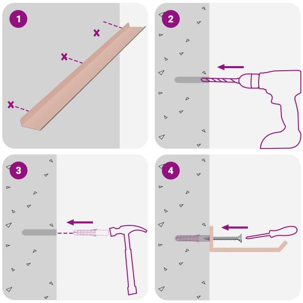Wandregal mit Regal Wandmontiert 4 pcs Rosa 80 x 9 x 2,5 cm