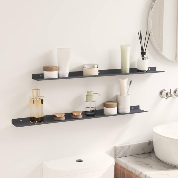 ARDEBO.de - Wandregal mit Regal 2 pcs Anthrazit 80 x 9 x 2,5 cm