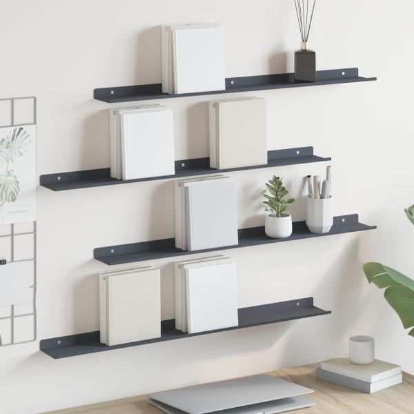 ARDEBO.de - Wandregal mit Regal 4 pcs Anthrazit 80 x 9 x 2,5 cm