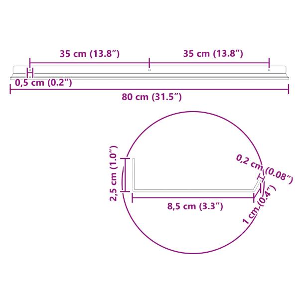 ARDEBO.de - Wandregal mit Regal Wandmontiert 4 pcs Senfgelb 80 x 9 x 2,5 cm