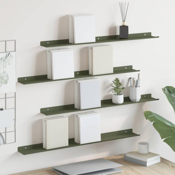 ARDEBO.de - Wandregal mit Regal 4 pcs Olive Grün 80 x 9 x 2,5 cm