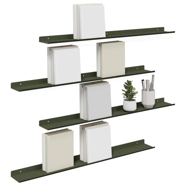 Wandregal mit Regal 4 pcs Olive Grün 80 x 9 x 2,5 cm