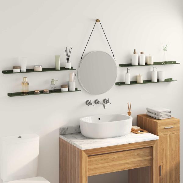 Wandregal mit Regal 4 pcs Olive Grün 80 x 9 x 2,5 cm