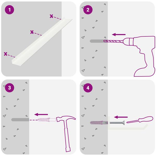 Wandregal mit Regal Wandmontiert 2 pcs Weiß 80 x 9 x 2,5 cm