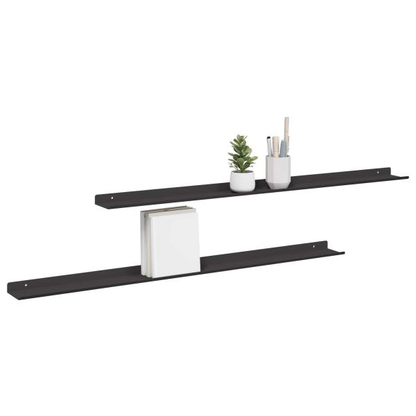 Wandregal mit Regal Wandmontiert 2 pcs Schwarz 100 x 9 x 2,5 cm