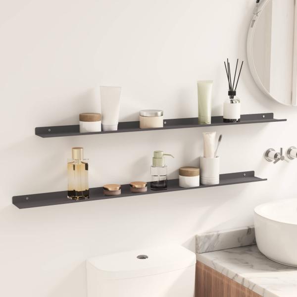 Wandregal mit Regal Wandmontiert 2 pcs Schwarz 100 x 9 x 2,5 cm