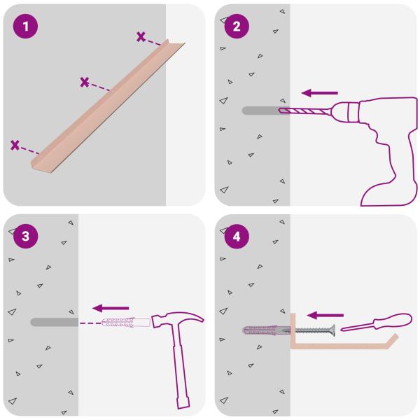 Wandregal mit Regal Wandmontiert 4 pcs Rosa 100 x 9 x 2,5 cm
