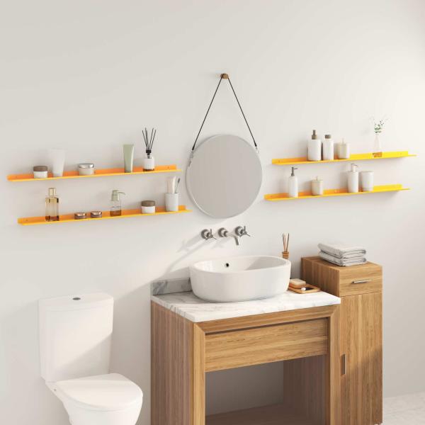 Wandregal mit Regal 4 pcs Senfgelb 100 x 9 x 2,5 cm