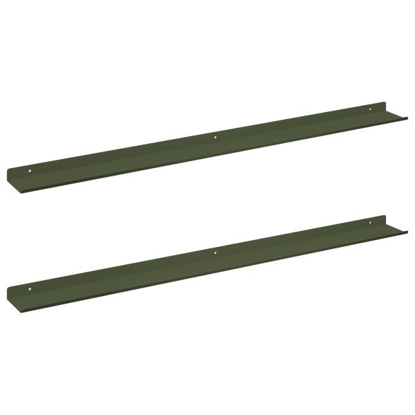 ARDEBO.de - Wandregal mit Regal 2 pcs Olive Grün 100 x 9 x 2,5 cm