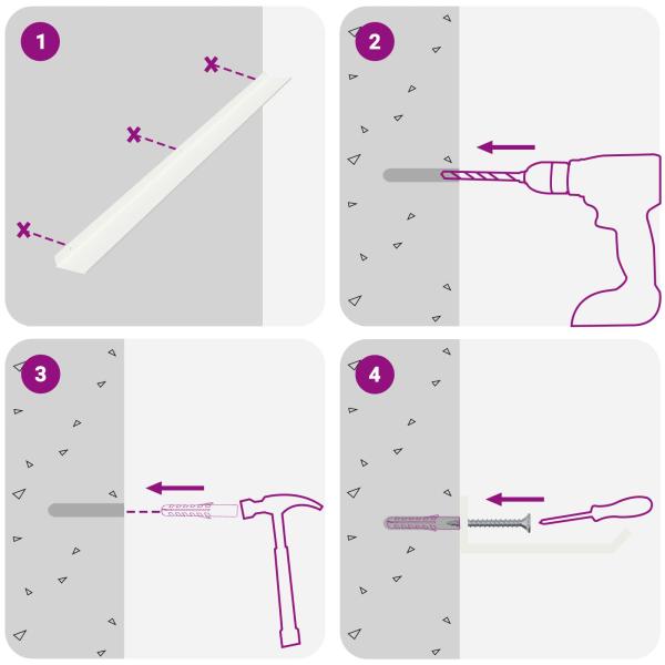 Wandregal mit Regal Wandmontiert 4 pcs Weiß 100 x 9 x 2,5 cm