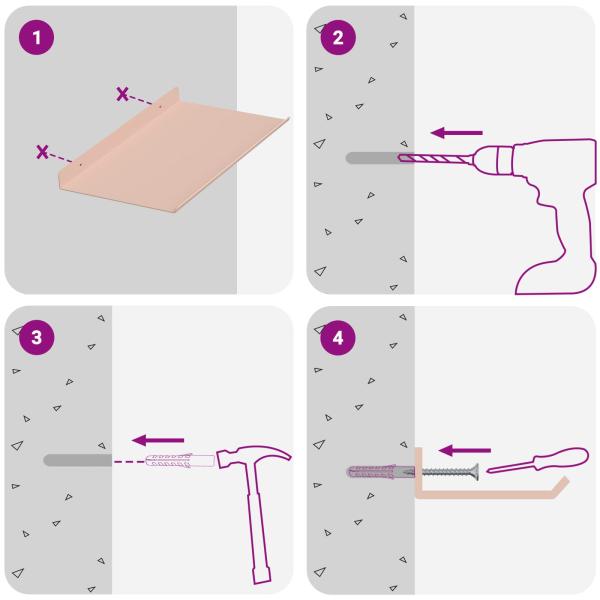 Wandregal mit Regal Wandmontiert 2 pcs Rosa 30 x 18 x 2,5 cm