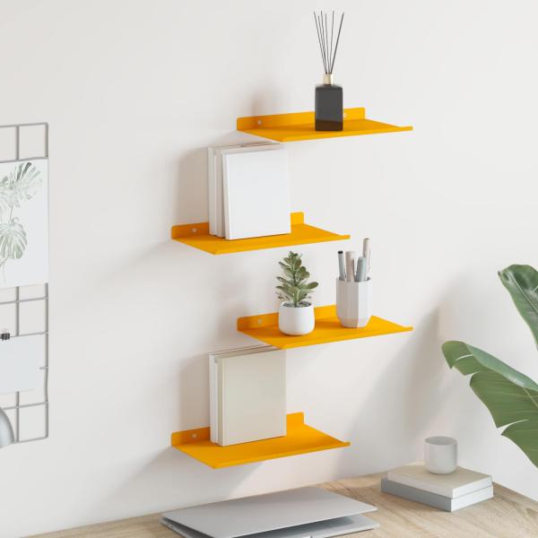 ARDEBO.de - Wandregal mit Regal 4 pcs Senfgelb 30 x 18 x 2,5 cm