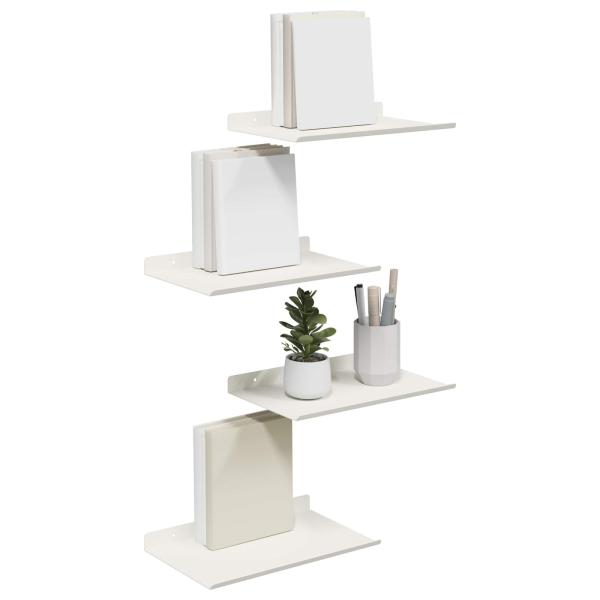 Wandregal mit Regal Wandmontiert 4 pcs Weiß 30 x 18 x 2,5 cm