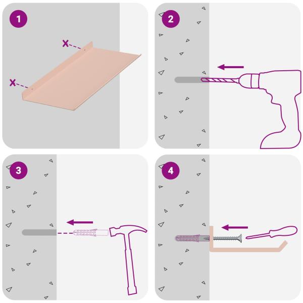 Wandregal mit Regal Wandmontiert 4 pcs Rosa 40 x 18 x 2,5 cm