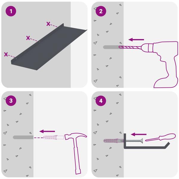 Wandregal mit Regal 2 pcs Anthrazit 60 x 18 x 2,5 cm