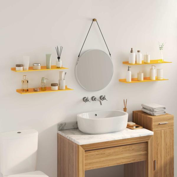 Wandregal mit Regal 4 pcs Senfgelb 60 x 18 x 2,5 cm