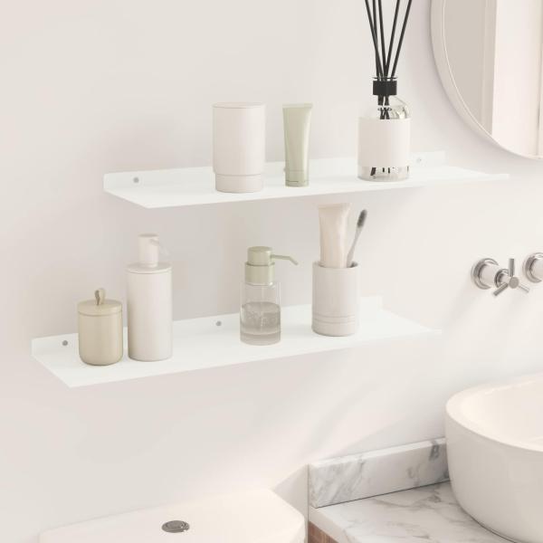 Wandregal mit Regal Wandmontiert 2 pcs Weiß 60 x 18 x 2,5 cm