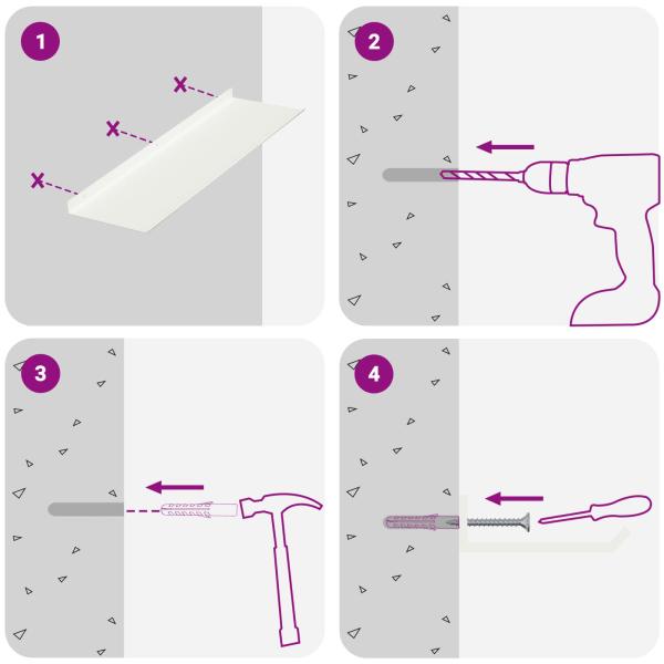 Wandregal mit Regal Wandmontiert 2 pcs Weiß 60 x 18 x 2,5 cm