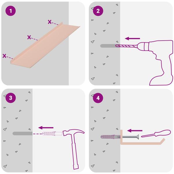 Wandregal mit Regal Wandmontiert 4 pcs Rosa 80 x 18 x 2,5 cm