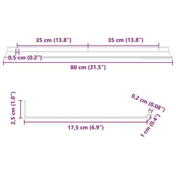 Wandregal mit Regal 4 pcs Anthrazit 80 x 18 x 2,5 cm