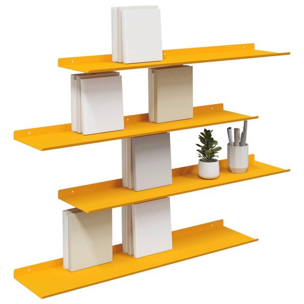 Wandregal mit Regal 4 pcs Senfgelb 80 x 18 x 2,5 cm
