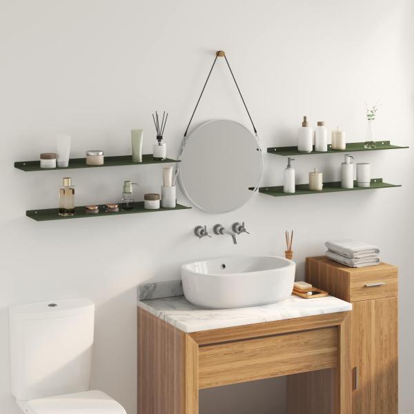 Wandregal mit Regal 4 pcs Olive Grün 80 x 18 x 2,5 cm