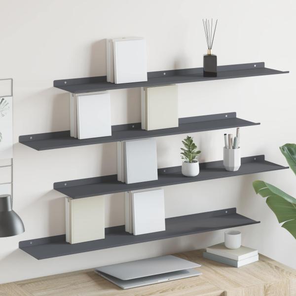ARDEBO.de - Wandregal mit Regal 4 pcs Anthrazit 100 x 18 x 2,5 cm