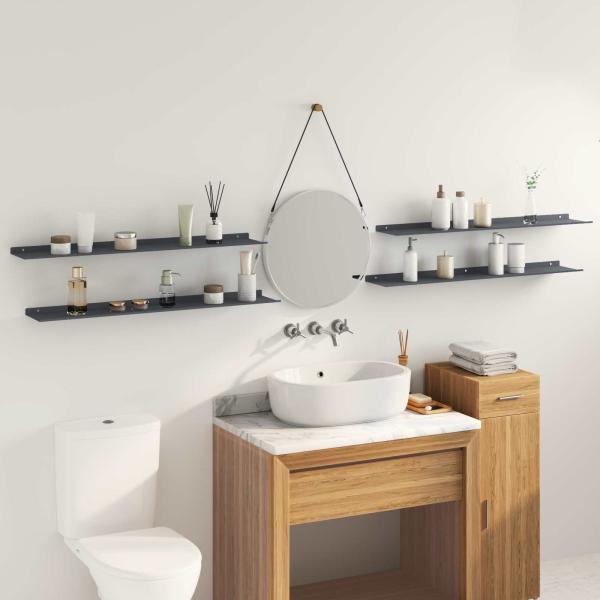 Wandregal mit Regal 4 pcs Anthrazit 100 x 18 x 2,5 cm