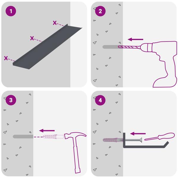 Wandregal mit Regal 4 pcs Anthrazit 100 x 18 x 2,5 cm