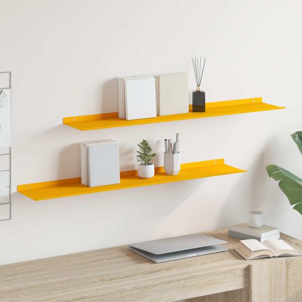 ARDEBO.de - Wandregal mit Regal 2 pcs Senfgelb 100 x 18 x 2,5 cm