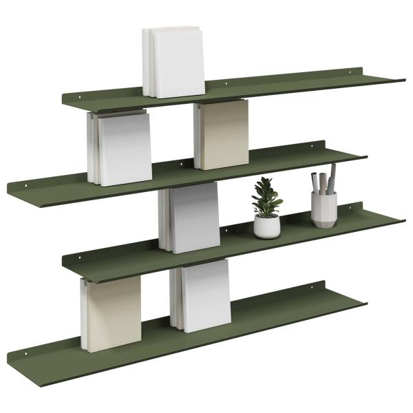 Wandregal mit Regal 4 pcs Olive Grün 100 x 18 x 2,5 cm