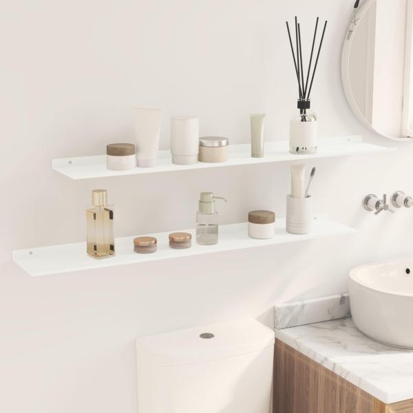 Wandregal mit Regal Wandmontiert 2 pcs Weiß 100 x 18 x 2,5 cm