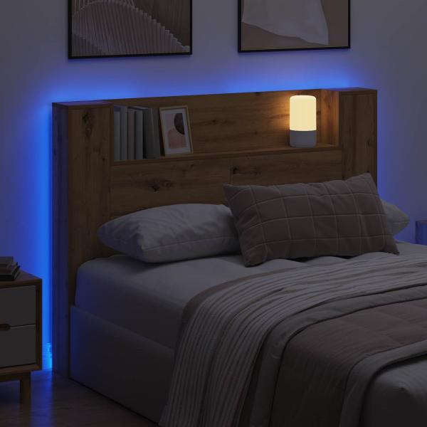 Kopfteil-Schrank mit LED Artisan-Eiche Holzwerkstoff