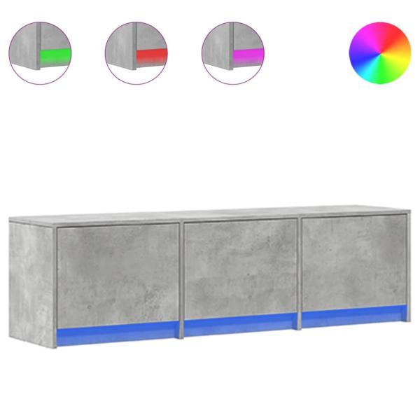 TV-Schränk mit LED Beton 140 x 34 x 40 cm Holzwerkstoff