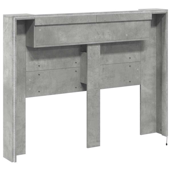 Kopfteil-Schrank mit LED Beton Holzwerkstoff