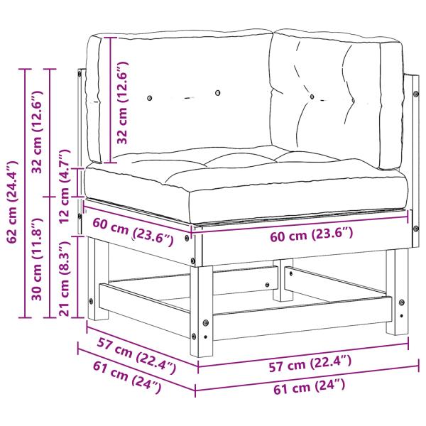 4 Stück Sectional Sofa Einheiten Massivholz Kiefer Wachsbraun