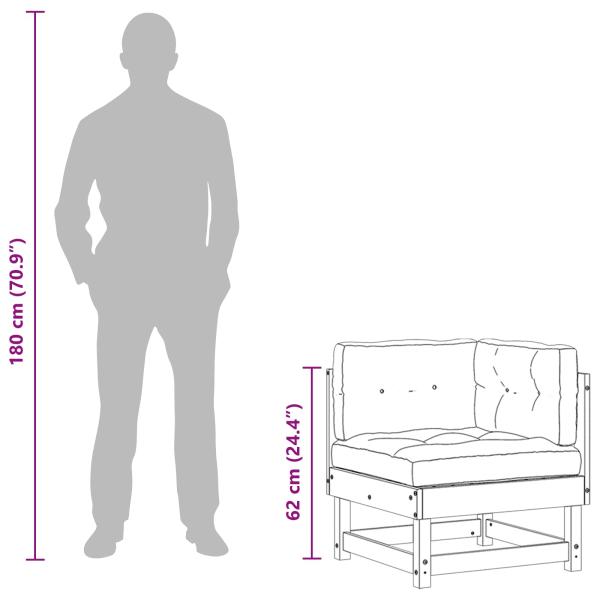 4 Stück Sectional Sofa Einheiten Massivholz Kiefer Wachsbraun