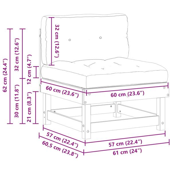 3 Stück Sectional Sofa Einheiten Massivholz Kiefer Wachsbraun