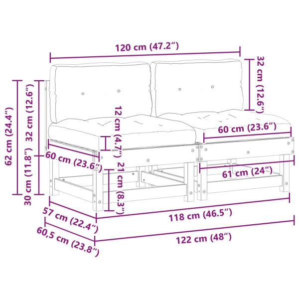 2 Stück Sectional Sofa Einheiten Massivholz Kiefer